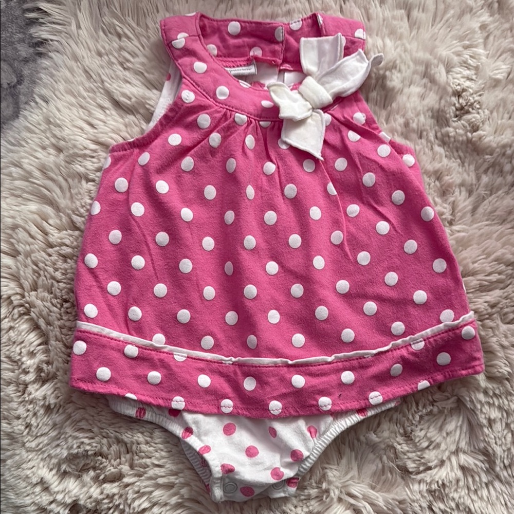 Pink Polka Dot Baby Dress with Bow